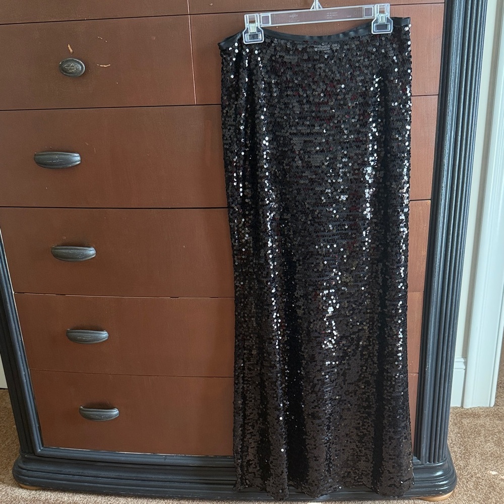 Calvin Klein Black Sequin Maxi Skirt